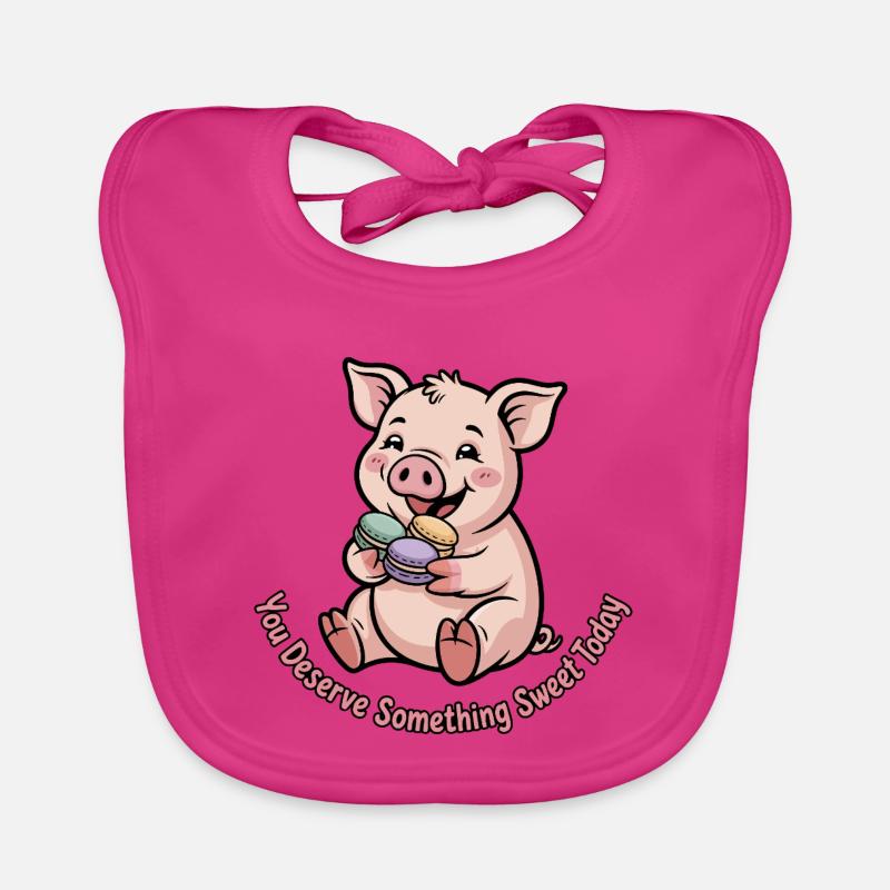 Petit cochon sucré avec du macaron Bavoir bio Bébé