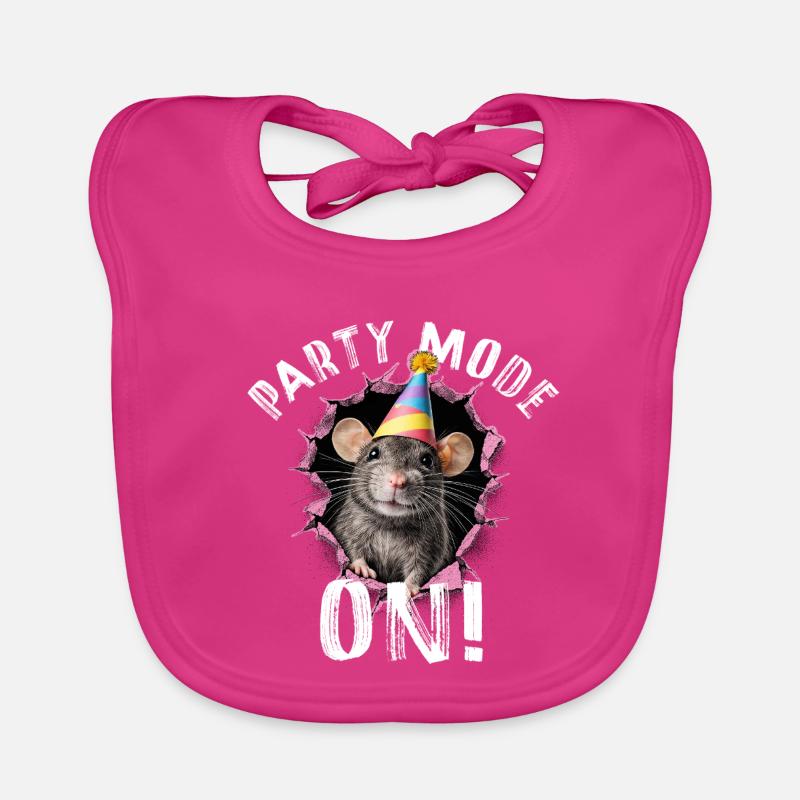 Party Mode: On! – Funny party mouse illustration Organic Baby Bibs