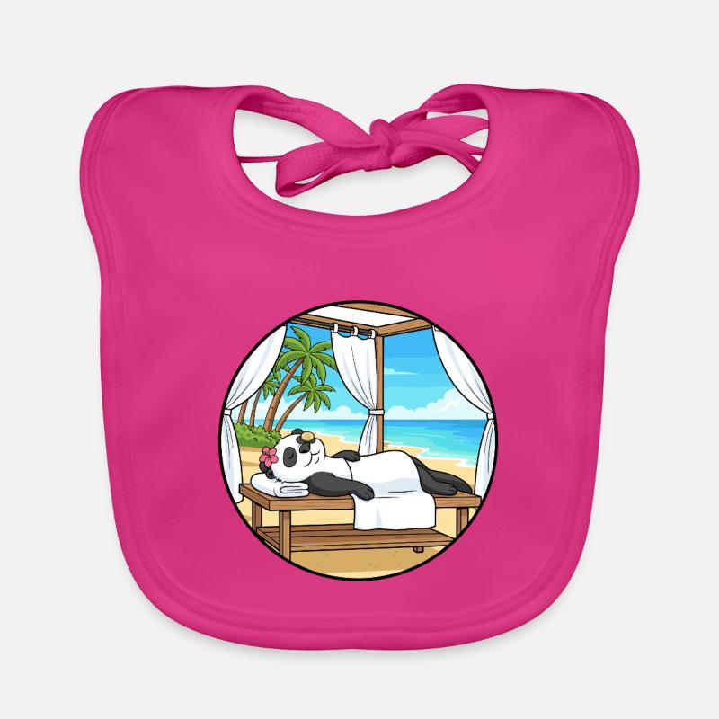 Beach Spa Panda Bear Relaxing Art Organic Baby Bibs