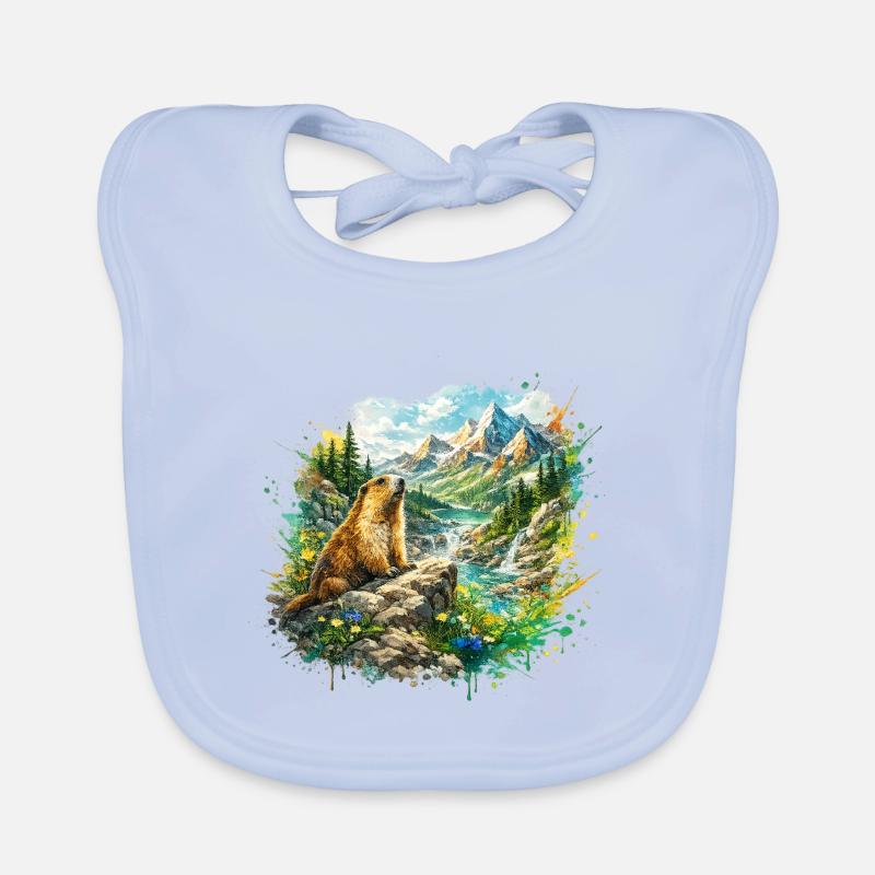Marmot forest landscape Organic Baby Bibs