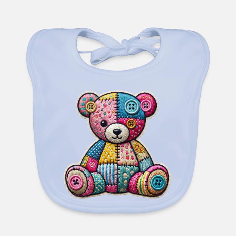 Patchwork Teddybär Stickerei Baby Bio-Lätzchen