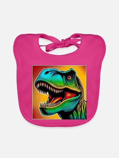 Dinosaurier - Baby Bio-Lätzchen - Fuchsia