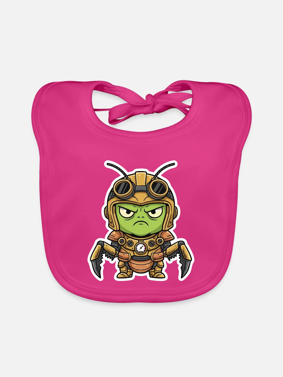 Locust Engineer Steampunk Rüstungsmessing - Baby Bio-Lätzchen - Fuchsia - Vorne