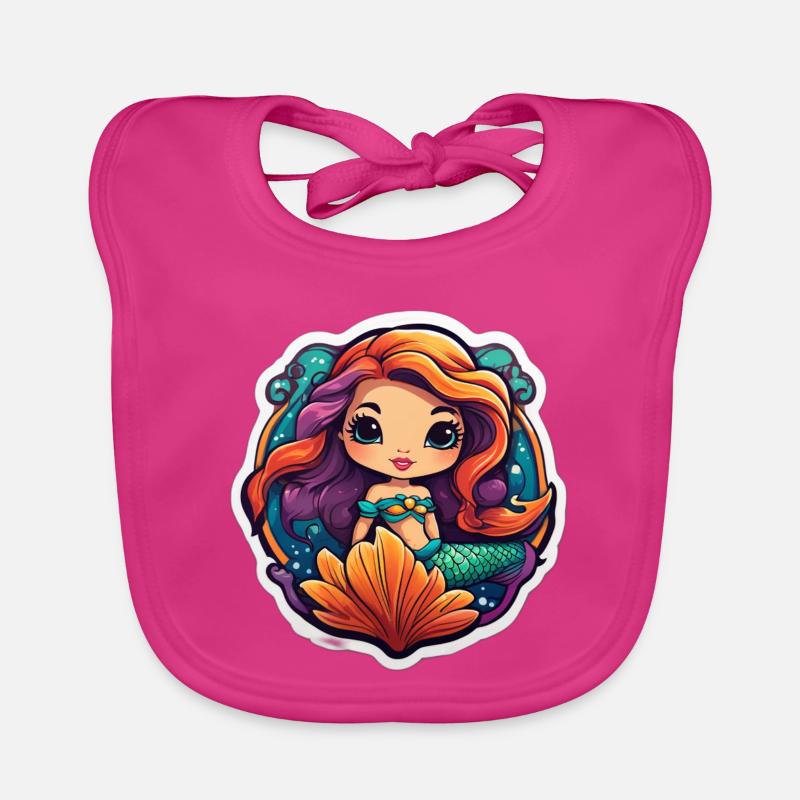 Rainbow Mermaid and Seashells Organic Baby Bibs