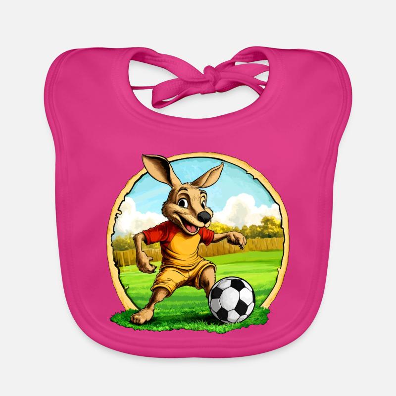 Fussballer Känguru - Baby Bio-Lätzchen - Fuchsia
