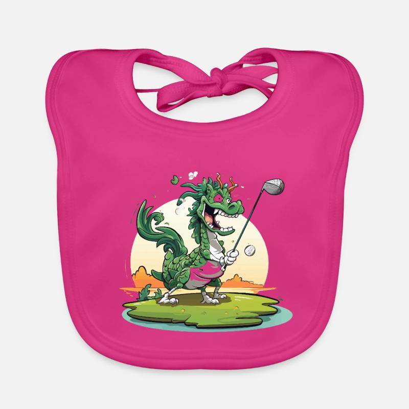 Golfender Drache am Tee Baby Bio-Lätzchen