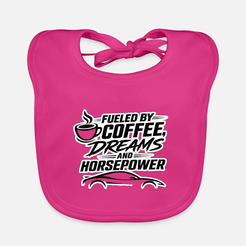 Alimenté par des rêves de café et un char à cheval - Bavoir bio Bébé - fuchsia