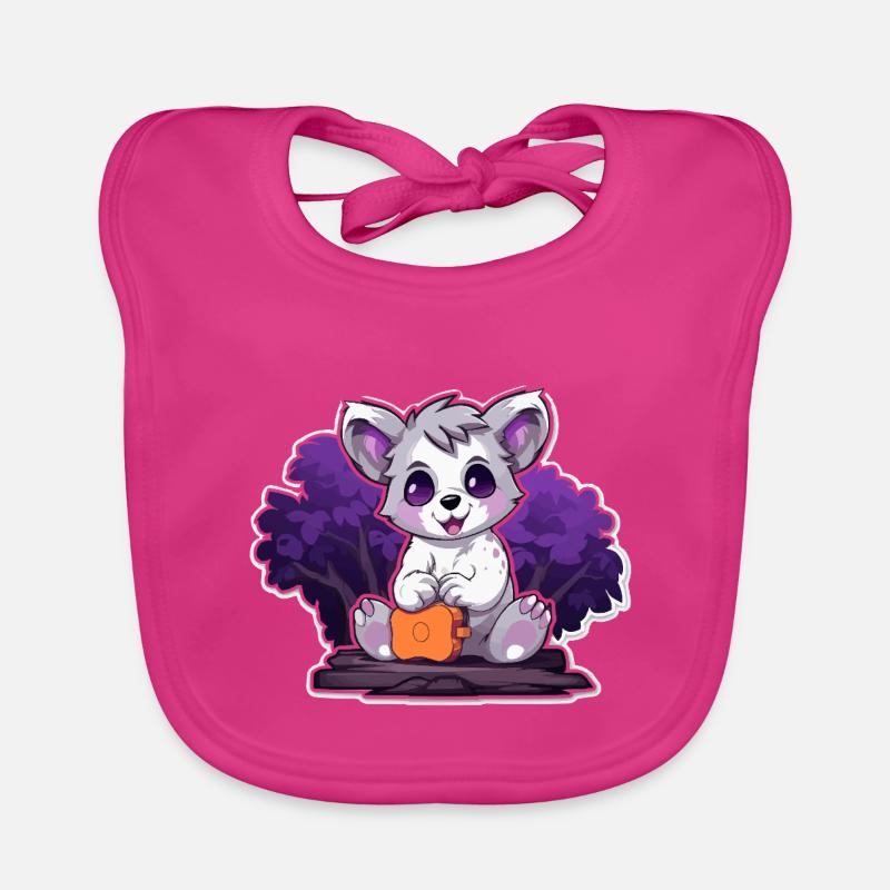 Panda câlin dans le buisson violet Bavoir bio Bébé
