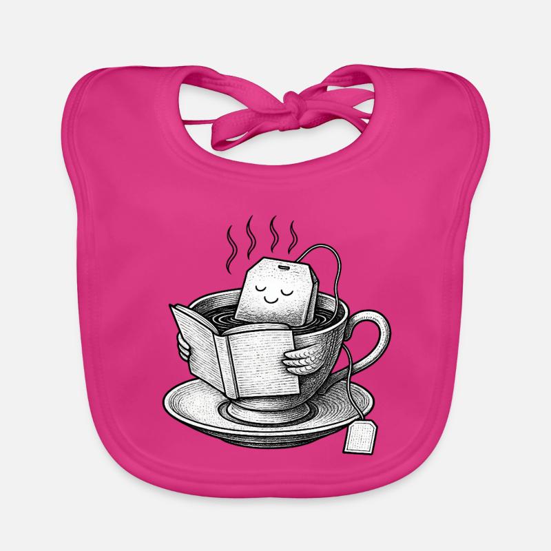 Cozy Tea Cup Reader  - Organic Baby Bibs - fuchsia