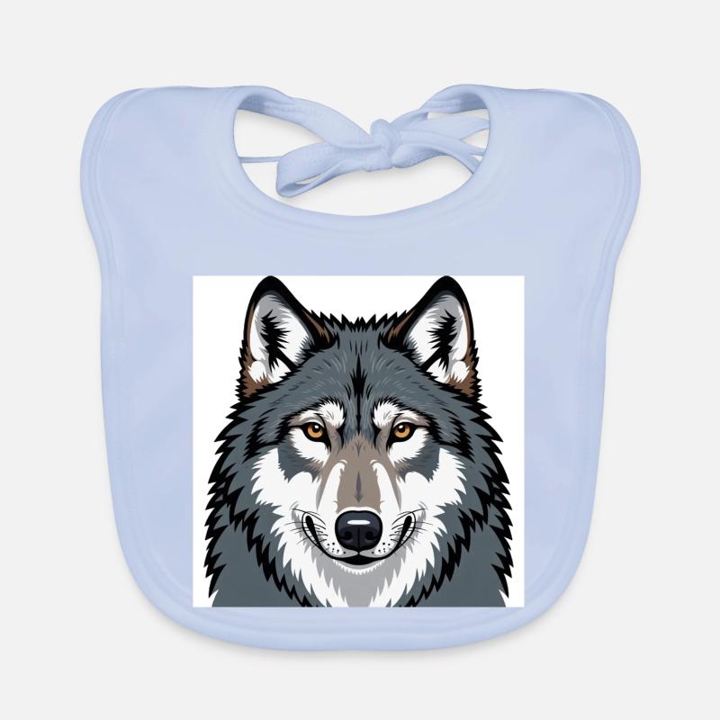 Wolf Illustratives Porträt Baby Bio-Lätzchen