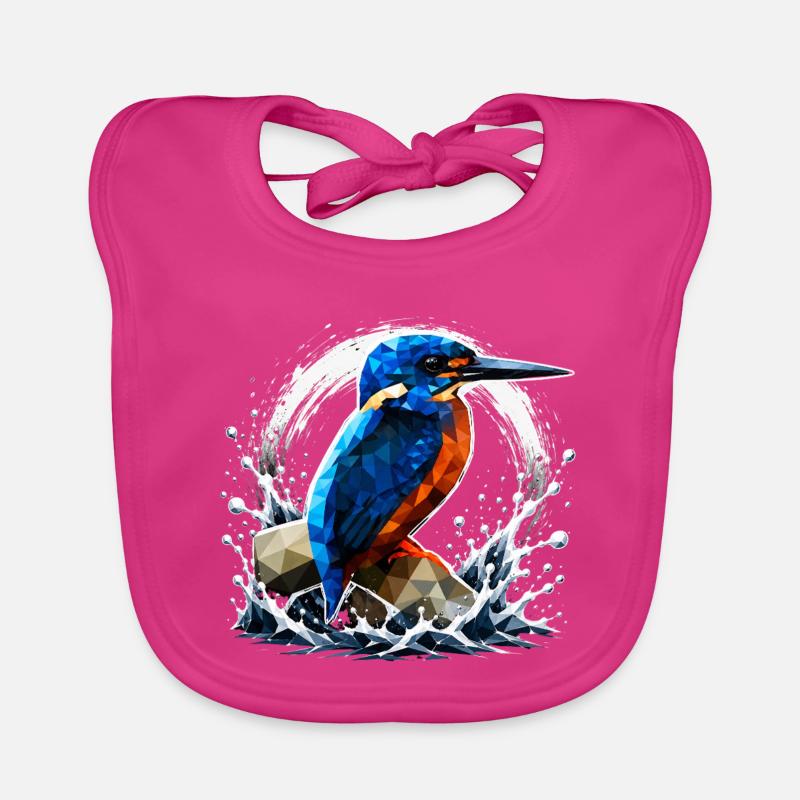 Conception d’oiseau martin-pêcheur low poly Bavoir bio Bébé
