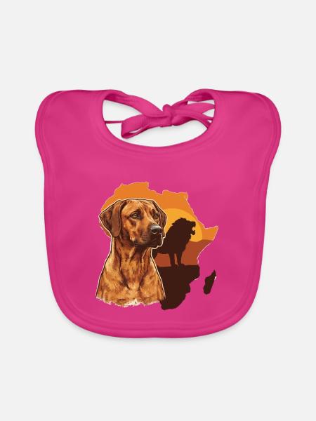 Rhodesian Ridgeback - Organic Baby Bibs - fuchsia - Front