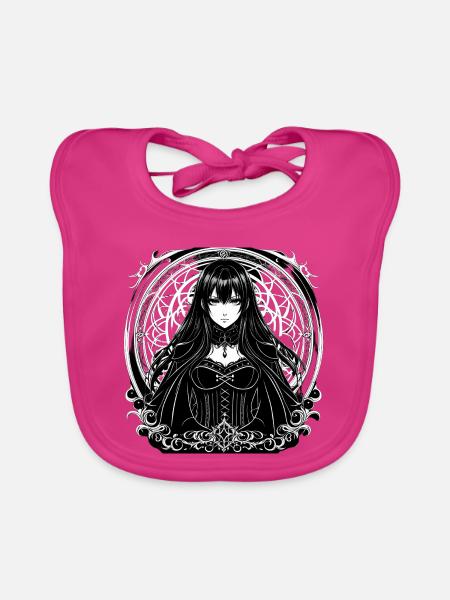 Gothic Mandala: Mädchen im Korsett - Baby Bio-Lätzchen - Fuchsia - Vorne