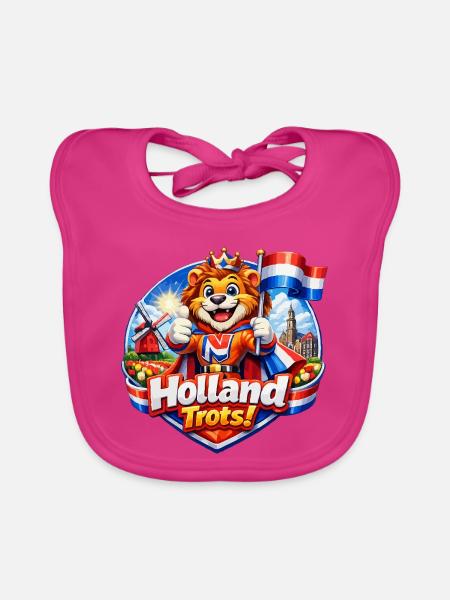 Löwe von Holland Pride - Baby Bio-Lätzchen - Fuchsia