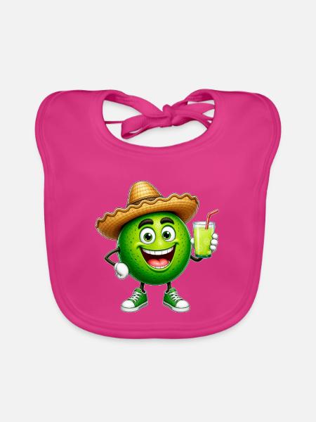 Happy Lime mit einem Getränk - Baby Bio-Lätzchen - Fuchsia