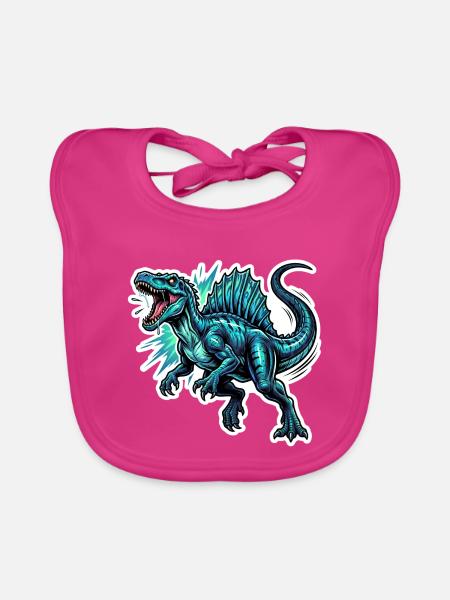 Blauer Spinosaurus - Baby Bio-Lätzchen - Fuchsia