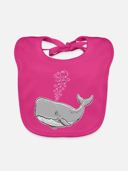 Wal mit Seifenblasen Pottwal Buckelwal Ocean - Baby Bio-Lätzchen - Fuchsia