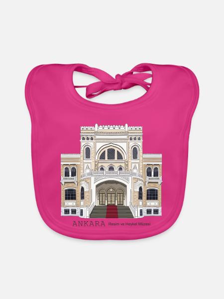 Ankara Museum Handzeichnung - Baby Bio-Lätzchen - Fuchsia - Vorne