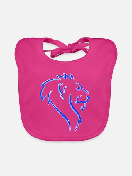 Neon Blue Lion Umrisskunst - Baby Bio-Lätzchen - Fuchsia