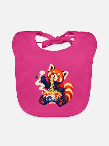 Nudelglück Panda - Baby Bio-Lätzchen - Fuchsia