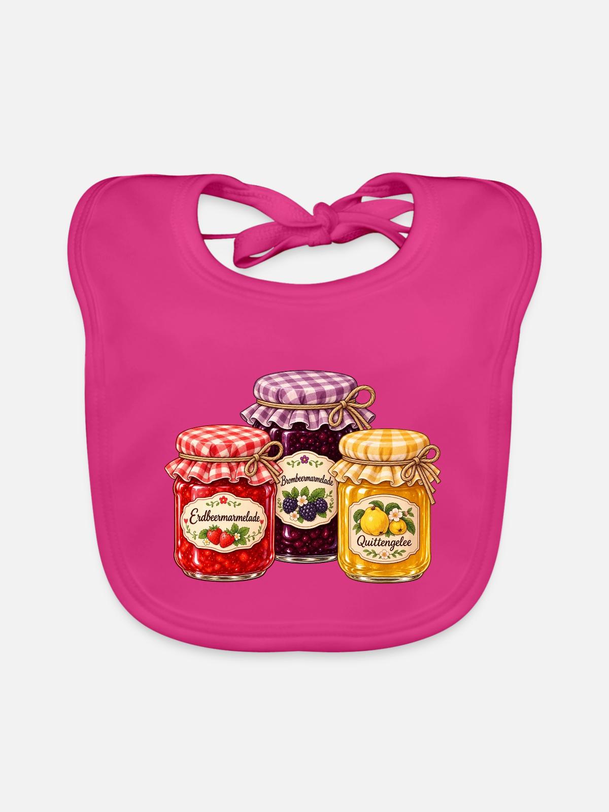 Selbstgemachte Marmelade - Baby Bio-Lätzchen - Fuchsia - Vorne