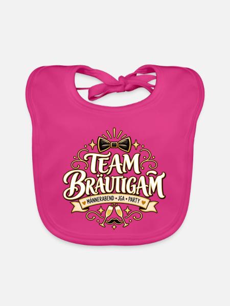 Team Bräutigam – Männerabend JGA Party - Baby Bio-Lätzchen - Fuchsia - Vorne