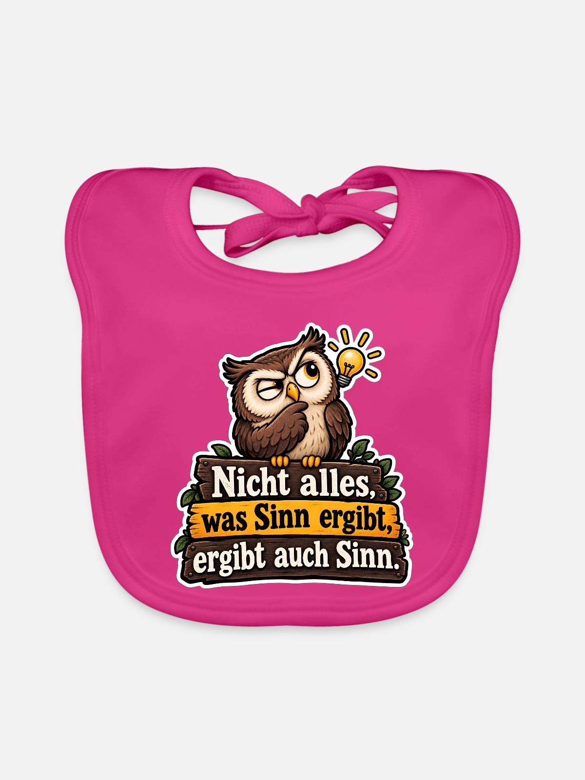 Sinnvoller Eulenwitz - Baby Bio-Lätzchen - Fuchsia - Vorne