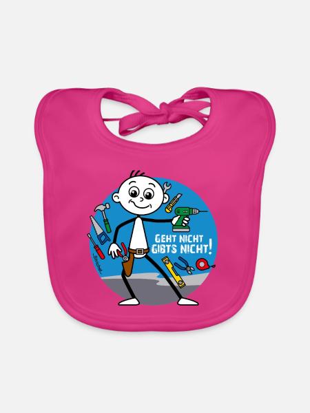 Geht nicht gibts nicht - Handwerker Comic - Baby Bio-Lätzchen - Fuchsia - Vorne