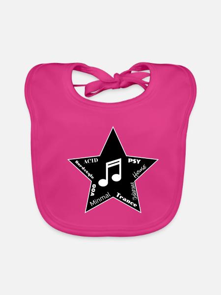 Musikgenres Stern: Acid bis Trance - Baby Bio-Lätzchen - Fuchsia - Vorne