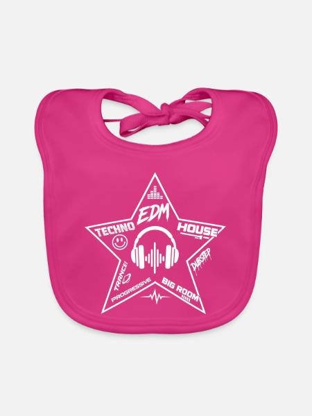 Star EDM Kopfhörer Grafik - Baby Bio-Lätzchen - Fuchsia