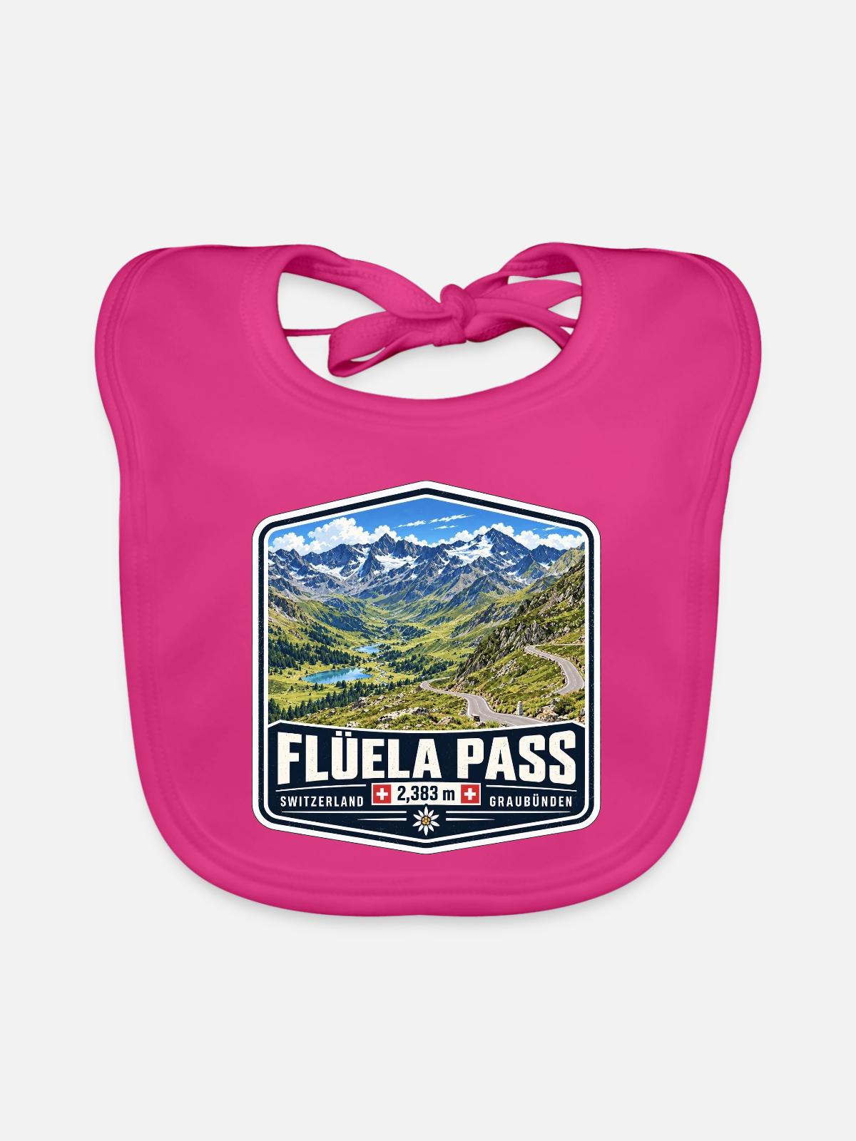 Flüela Pass – Schweiz - Baby Bio-Lätzchen - Fuchsia - Vorne