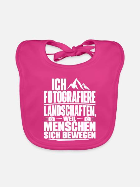 Landschaftsfotografie Spruch Fotoapparat Berg - Baby Bio-Lätzchen - Fuchsia - Vorne