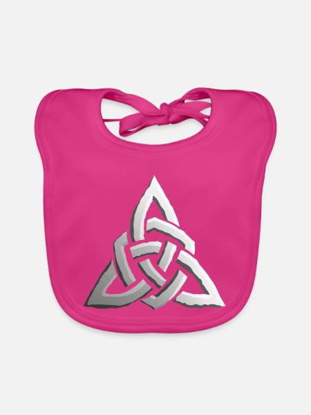 Keltischer Triadenknoten - Baby Bio-Lätzchen - Fuchsia - Vorne