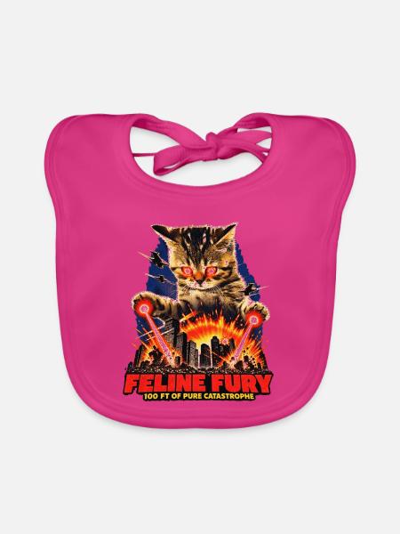 Feline Fury - Baby Bio-Lätzchen - Fuchsia - Vorne