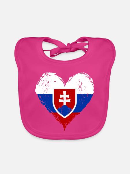 Slowakei Herzflagge Grunge - Baby Bio-Lätzchen - Fuchsia