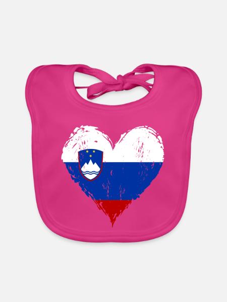 Slowenien Herzflagge Grunge - Baby Bio-Lätzchen - Fuchsia
