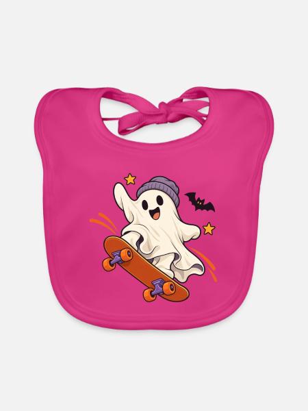 Geist Skateboard Halloween - Baby Bio-Lätzchen - Fuchsia