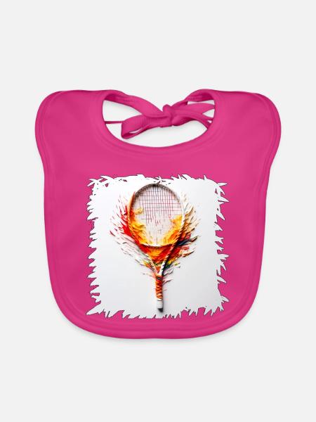 Farbexplosion Tennisracket Kunst - Baby Bio-Lätzchen - Fuchsia - Vorne