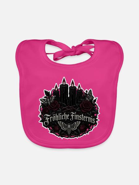 Fröhliche Finsternis Adventskranz Gothic Shirt - Baby Bio-Lätzchen - Fuchsia - Vorne
