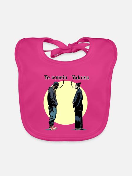 YO COUSIN, YAKUSA! - Vororte gegen Japan - Baby Bio-Lätzchen - Fuchsia - Vorne