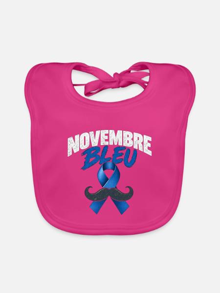November Blauer Schnurrbart - Baby Bio-Lätzchen - Fuchsia - Vorne