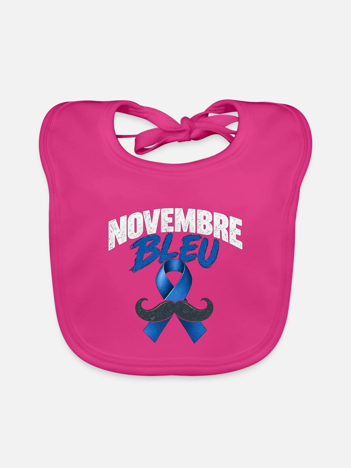 November Blauer Schnurrbart - Baby Bio-Lätzchen - Fuchsia - Vorne