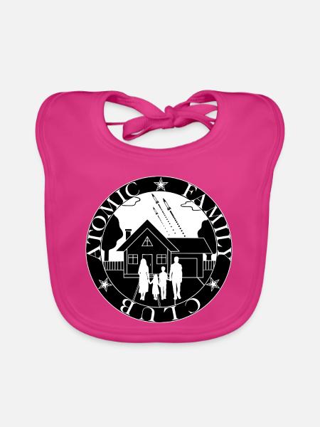 Familie im Kosmischen Haus - Baby Bio-Lätzchen - Fuchsia - Vorne