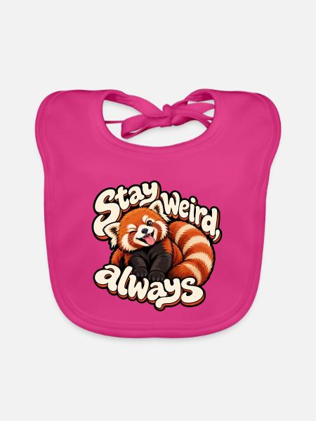 Kleiner Panda - Baby Bio-Lätzchen - Fuchsia - Vorne