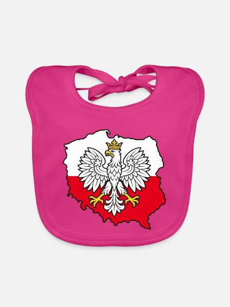 Polnischer Adler auf der zweifarbigen Karte Polens - Baby Bio-Lätzchen - Fuchsia - Vorne