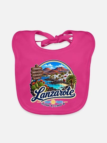 Lanzarote - Islas Canarias - Kanaren - Spanien - Baby Bio-Lätzchen - Fuchsia - Vorne