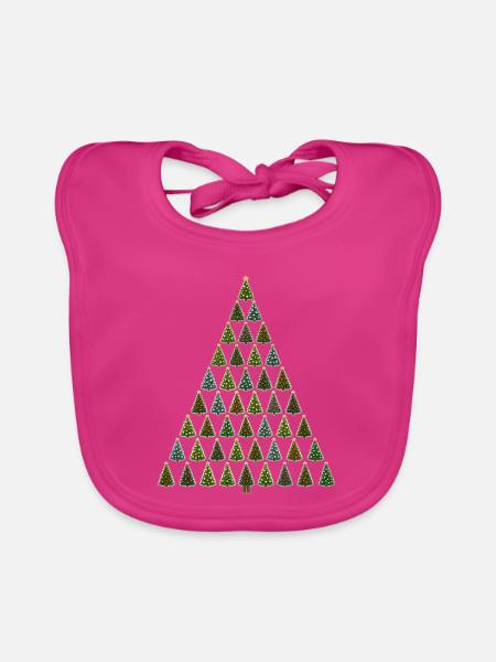 Weihnachtsbaum - Baby Bio-Lätzchen - Fuchsia - Vorne