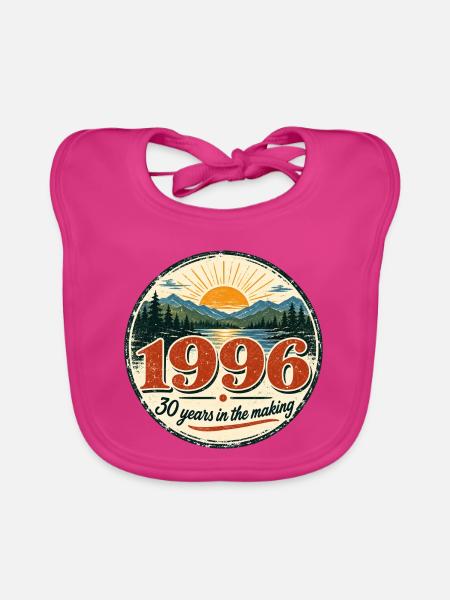 1996 Jubiläum oder Geburtstag: 30 Jahre, 1996 Jahr - Baby Bio-Lätzchen - Fuchsia