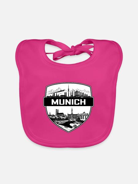München, Deutschland Schild Wappen Frauenkirche Geschenk - Baby Bio-Lätzchen - Fuchsia