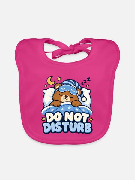 Schlafender Bär – Nicht stören - Baby Bio-Lätzchen - Fuchsia - Vorne
